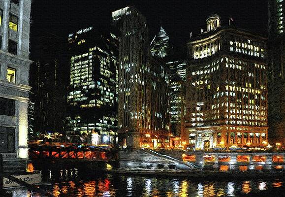 Wall Art featuring the painting Chicago River Crossing by Jeffrey Kolker