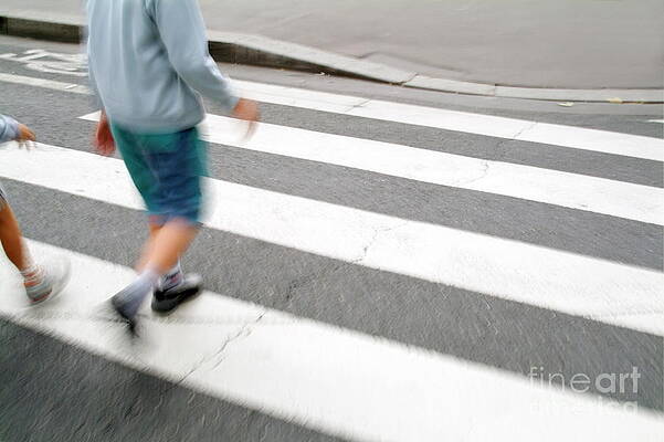 City Photograph - Children Walking Across A Zebra Crossing On A City Street by Sami Sarkis Photography