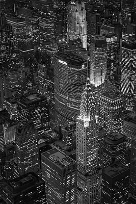 Nyc Wall Art featuring the photograph Chrysler Building Aerial View BW by Susan Candelario