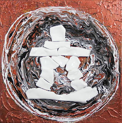 Wall Art featuring the painting Circle 3 Inukshuk by Madeleine Arnett