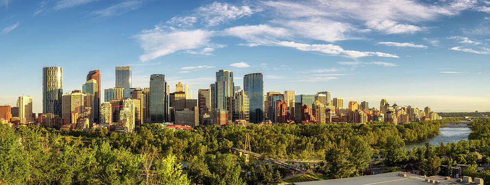 Wall Art featuring the photograph City Skyline Of Calgary With Bow River, Canada by Miroslav Liska
