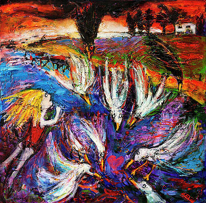 Place Wall Art featuring the painting Cloud Street - Geraldton Seagulls by Jeremy Holton