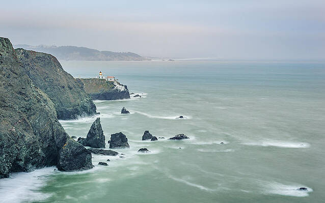 Wall Art featuring the photograph Cloudy Day At Marin Headlands - Point Bonita Lighthouse Photograph by Duane Miller