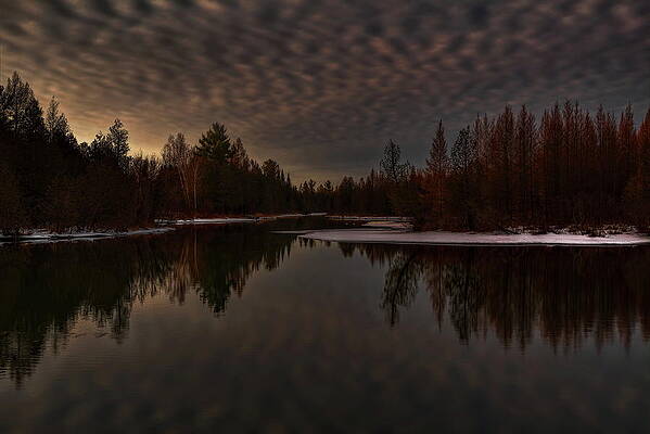 Spring Photograph - Cloudy Sunrise Over A Spring Fed Pond by Dale Kauzlaric