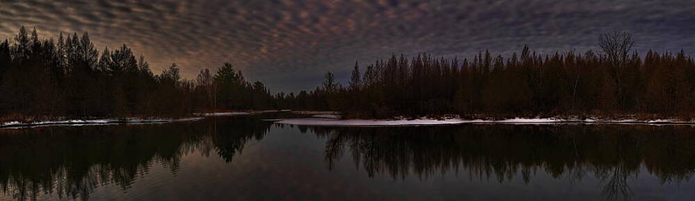 Spring Photograph - Cloudy Sunrise Over A Spring Fed Pond Panorama by Dale Kauzlaric