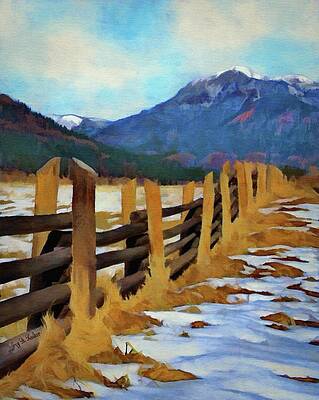 Mountain Wall Art featuring the painting Colorado Fence Line by Jeffrey Kolker