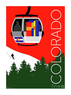 Digital Art - Colorado Ski Country Red by Sam Brennan