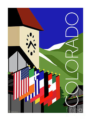 Digital Art - COLORADO Vail Clocktower by Sam Brennan