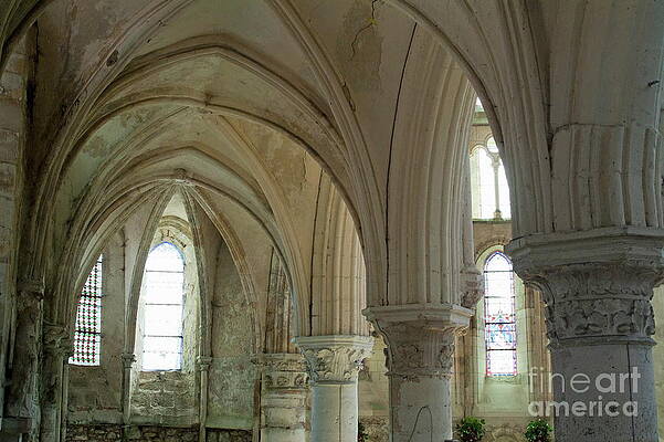 Wall Art featuring the photograph Columns And Rib Vaulting Inside La Chapelle Church by Sami Sarkis Photography