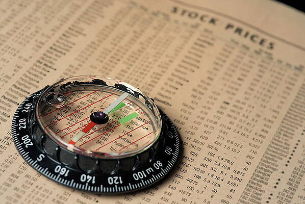 Compass on Stock Price Page Wall Art