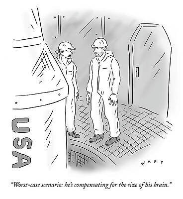 Brain Drawing - Compensating For The Size Of His Brain by Kim Warp