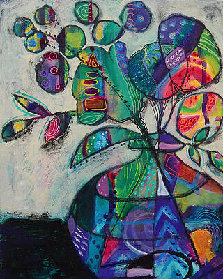 Abstract Wall Art featuring the mixed media Confident Blooms.MaryMConner by Mary Conner