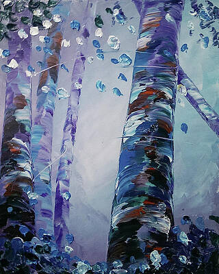 Wall Art featuring the painting Cool Aspens by Raette Meredith