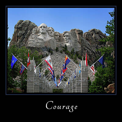 Mount Rushmore and State Flags Panorama Wall Art