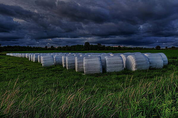Wis Photograph - Covered Hay Bales by Dale Kauzlaric