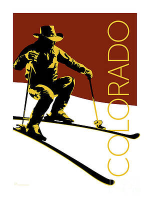 Digital Art - COLORADO Cowboy Skier by Sam Brennan