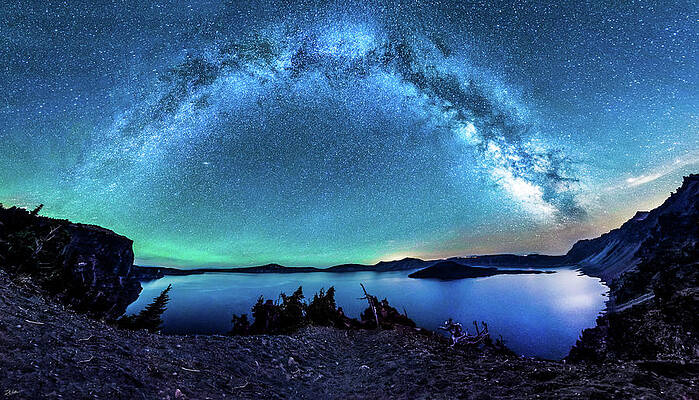 Starry Night over Crater Lake Wall Art