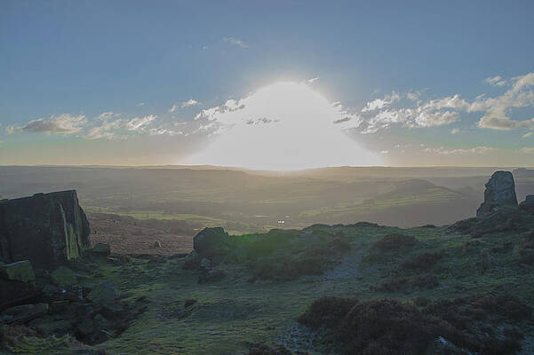 Wild Photograph - Curbar Edge Sunset Through The Clouds by Scott Lyons
