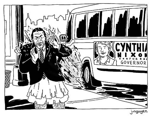 Rain Wall Art featuring the drawing Cynthia Nixon For Governor by Jeremy Nguyen