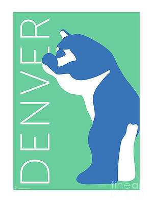 Digital Art - DENVER Blue Bear/Aqua by Sam Brennan