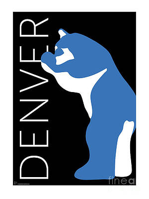 Digital Art - DENVER Blue Bear/Black by Sam Brennan