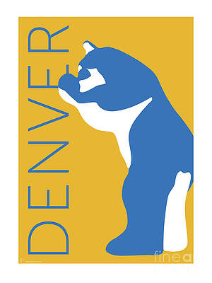 Digital Art - DENVER Blue Bear/Gold by Sam Brennan