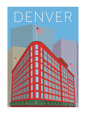 Digital Art - DENVER Brown Palace/Blue by Sam Brennan
