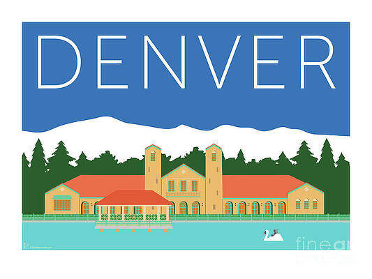 Digital Art - DENVER City Park/Blue by Sam Brennan