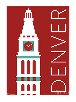 Digital Art - DENVER D And F Tower/Maroon by Sam Brennan