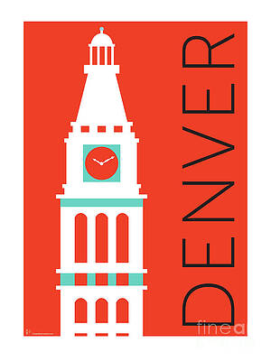 Digital Art - DENVER D And F Tower/Orange by Sam Brennan