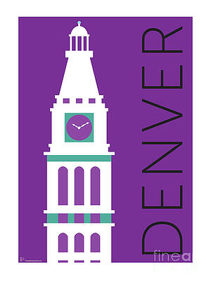 Digital Art - DENVER D And F Tower/Purple by Sam Brennan