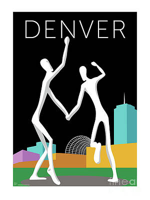 Digital Art - DENVER Dancers/Black by Sam Brennan