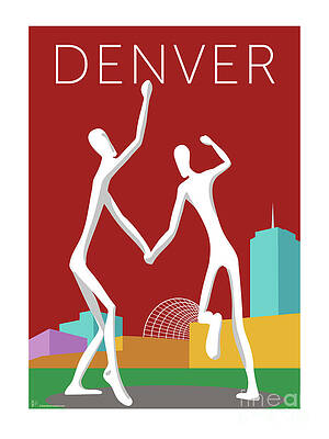 Digital Art - DENVER Dancers/Maroon by Sam Brennan
