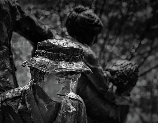 Usa Photograph - Detail Of Weeping Face At Women's Vietnam Memorial by Steven Heap