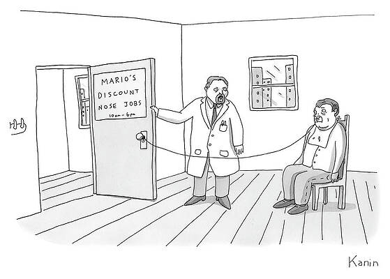 Nose Drawing - Discount Nose Job by Zachary Kanin