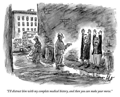 Alley Wall Art featuring the drawing Distract Him With My Medical History by Frank Cotham