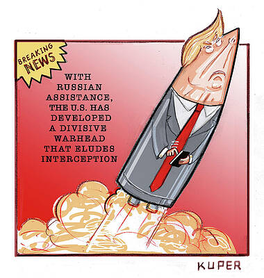 Russia Drawing - Divisive Warhead That Eludes Interception by Peter Kuper