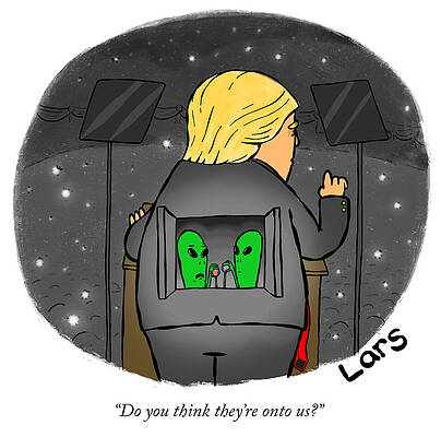 Green Drawing - Do You Think Theyre Onto Us by Lars Kenseth