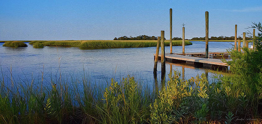Wall Art featuring the photograph Dock At Bald Head Island by Jacalyn Ackerman