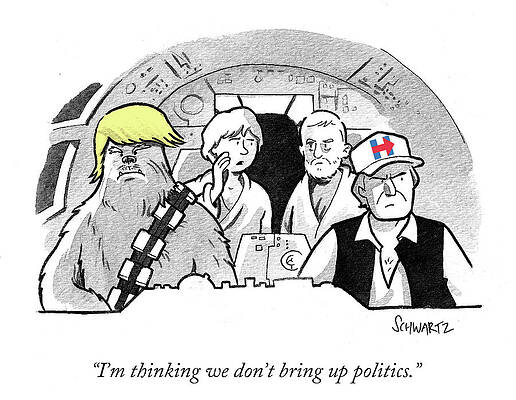 Thinking Wall Art featuring the drawing Dont Bring Up Politics by Benjamin Schwartz