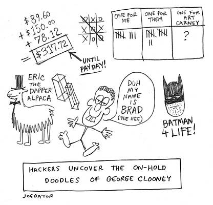 Batman Wall Art featuring the drawing Doodles Of George Clooney by Joe Dator