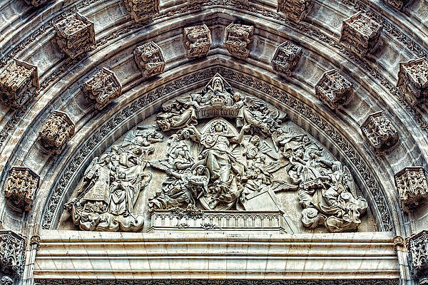 Wall Art featuring the photograph Door Of Assumption - Detail, Seville Cathedral, Spain by Tatiana Travelways