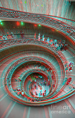 Vibrant Photograph - Down Stairs Anaglyph 3D by Stefano Senise