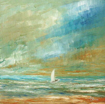 Marine Wall Art featuring the painting Drifting Alone by Angeles M Pomata