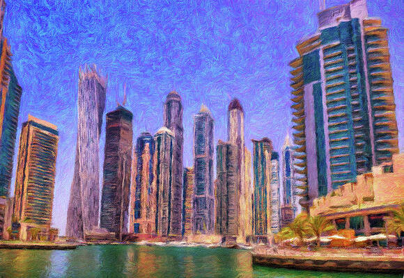 Architecture Painting - Dubai Marina by Miroslav Liska