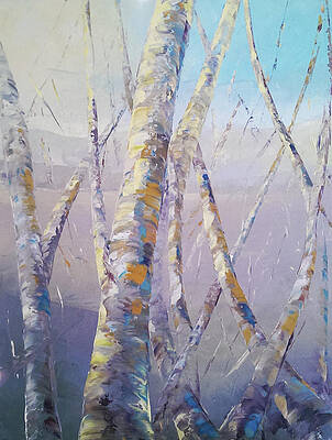 Wall Art featuring the painting Early Winter Birch by Raette Meredith