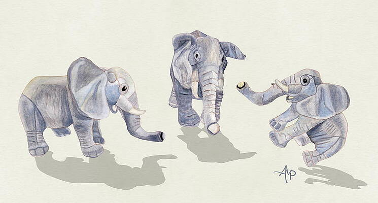 Mixed Media - Elephants by Angeles M Pomata