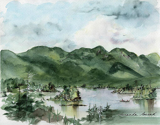 Wall Art featuring the painting Elk Lake From Big Darling by Amanda Amend