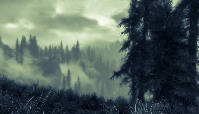 Mysterious Painting - Eternal Shadow Falls by AM FineArtPrints