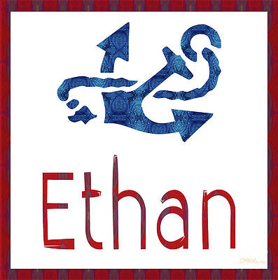 Wall Art featuring the digital art Ethan Nautical Nursery Art By Omashte by Omaste Witkowski